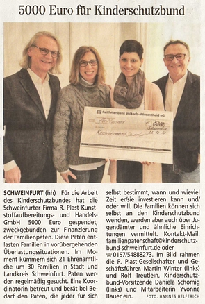 5 000 Euro für Kinderschutzbund Schweinfurt